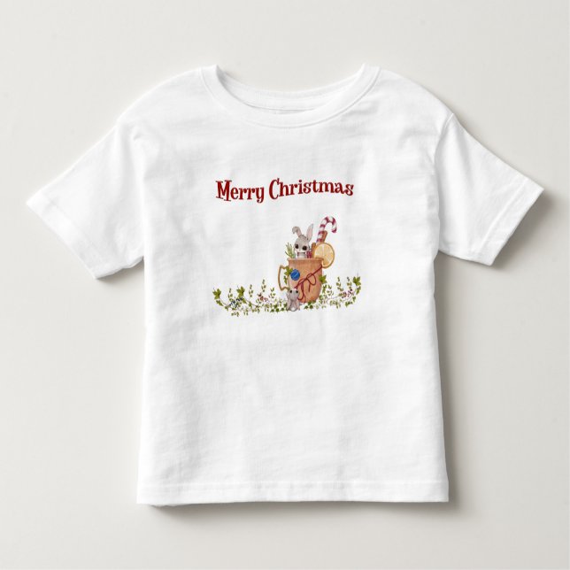 Camiseta De Bebé Feliz Conejo navideño fastidiando la escena de las (Anverso)