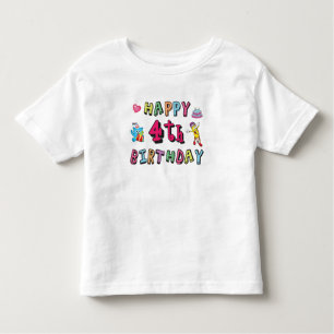 Camiseta De Bebé Feliz cuarto cumpleaños. 4 años al día.