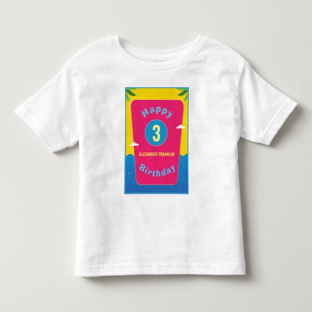Camiseta De Bebé Feliz cumpleaños 3 años Chica niño personaliza a T (Anverso)