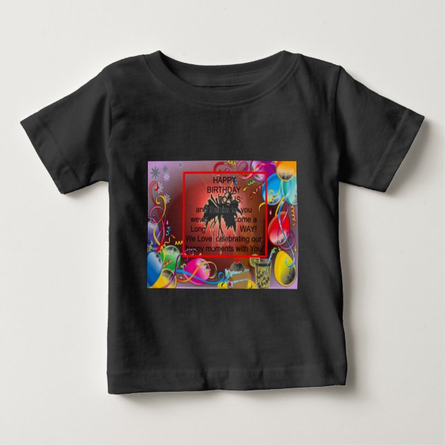 Camiseta De Bebé Feliz cumpleaños a la imprenta de arte estadounide (Anverso)
