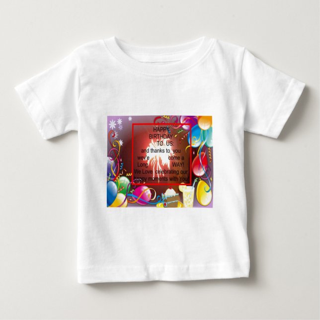 Camiseta De Bebé Feliz cumpleaños a la imprenta de arte estadounide (Anverso)