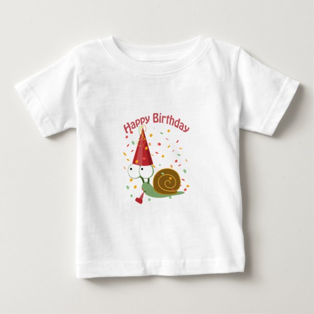 Camiseta De Bebé ¡Feliz cumpleaños! Caracol Confetti (Anverso)