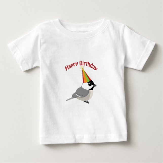Camiseta De Bebé Feliz cumpleaños Chickadee (Anverso)