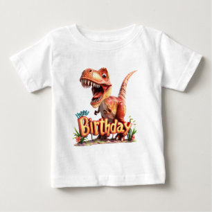 Camiseta De Bebé Feliz Cumpleaños Dinosaurio – Fiesta de Dino para 