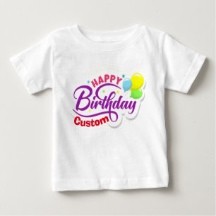 Camiseta De Bebé Feliz cumpleaños moderno elegante nombre personali