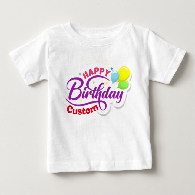 Camiseta De Bebé Feliz cumpleaños moderno elegante nombre personali (Anverso)