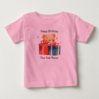 Camiseta De Bebé Feliz Cumpleaños Nombre Personalizado
