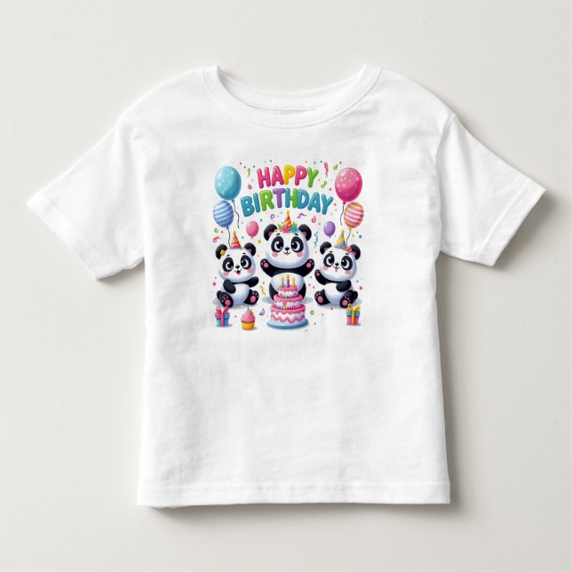 Camiseta De Bebé Feliz cumpleaños Pandas (Anverso)