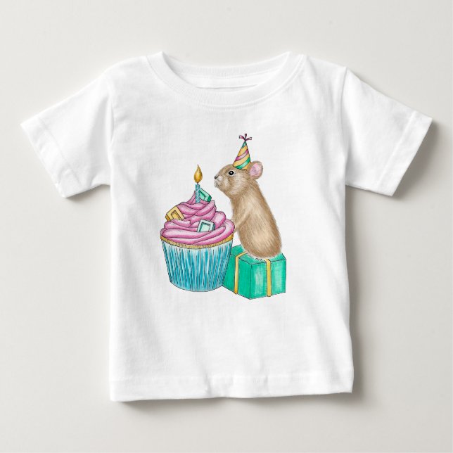 Camiseta De Bebé Feliz cumpleaños, pastel de pika (Anverso)