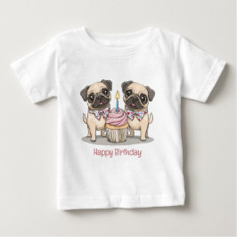 Camiseta De Bebé Feliz cumpleaños, pastelito de perros pug