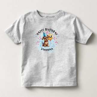 Camiseta De Bebé Feliz Cumpleaños Perrito Fiesta de Confeti Niño Pe
