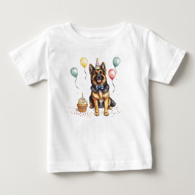 Camiseta De Bebé Feliz cumpleaños perro pastor alemán (Anverso)