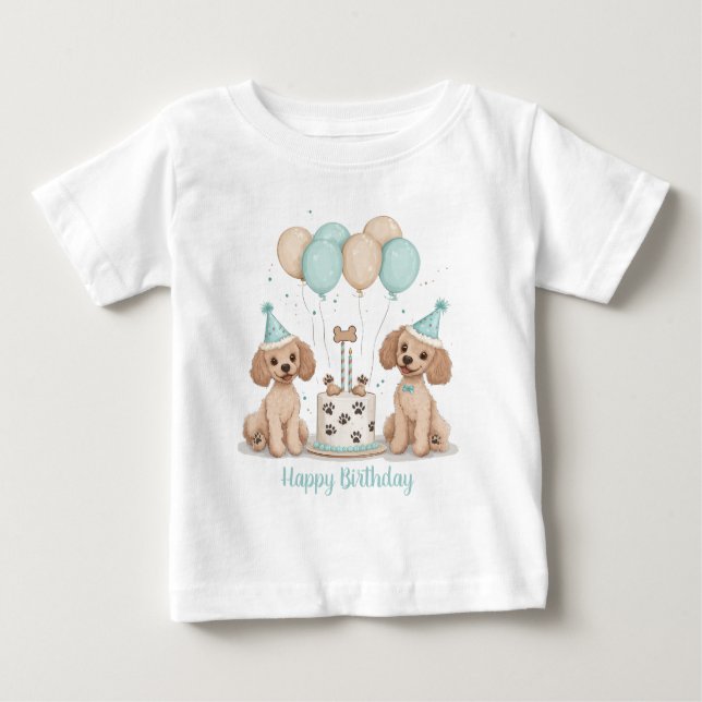 Camiseta De Bebé Feliz cumpleaños, perros de cangrejo estándar (Anverso)
