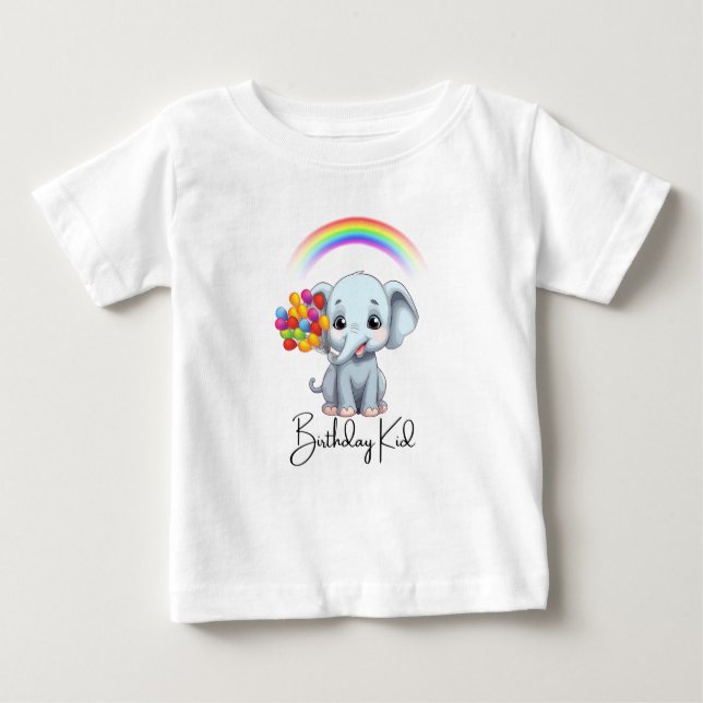 Camiseta De Bebé Feliz cumpleaños Personalizado Elephant tema (Anverso)