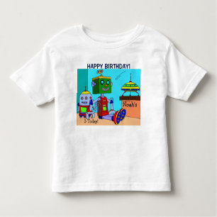 Camiseta De Bebé Feliz cumpleaños robos tu nombre y edad chicos de 