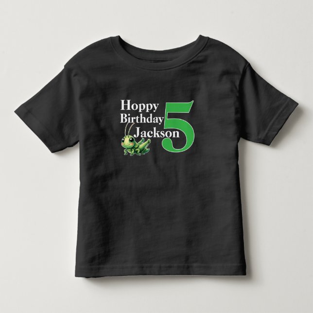 Camiseta De Bebé Feliz Cumpleaños Saltamontes 5 Cumpleaños (Anverso)