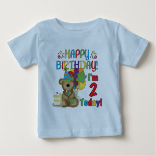 Camiseta De Bebé Feliz cumpleaños Teddy Bear segundo cumpleaños