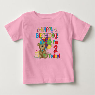 Camiseta De Bebé Feliz cumpleaños Teddy Bear segundo cumpleaños