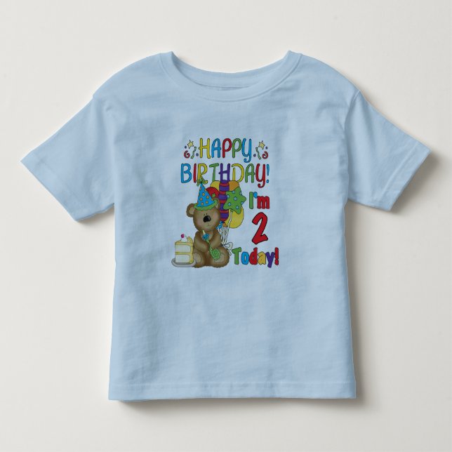 Camiseta De Bebé Feliz cumpleaños Teddy Bear segundo cumpleaños (Anverso)