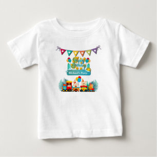 Camiseta De Bebé Feliz Cumpleaños Tren Con Deseos De Animales Lindo