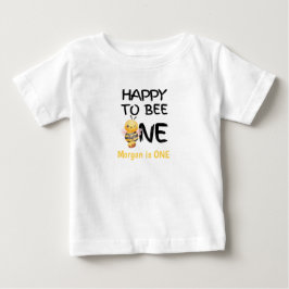 Camiseta De Bebé Feliz de ser una en miel amarillo cumpleaños 1 de 