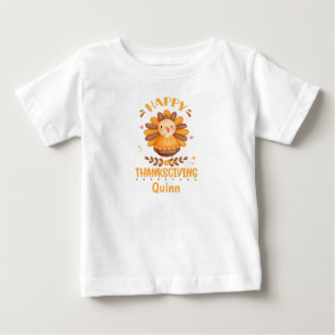 Camiseta De Bebé Feliz Día de Acción de Gracias Bebé Personalizado 