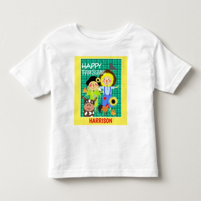 Camiseta De Bebé Feliz Día de Acción de Gracias, Personalizado espa (Anverso)