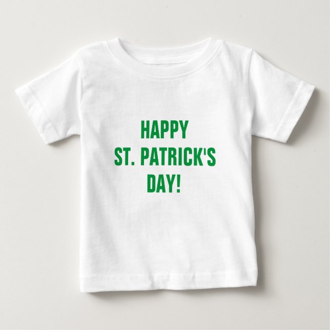 Camiseta De Bebé Feliz Día del Santo Patrón Tipografía Verde (Anverso)