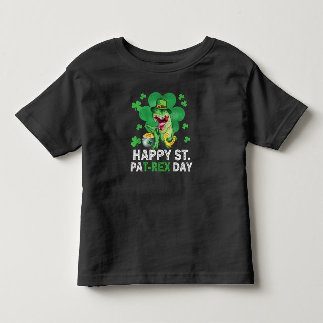 Camiseta De Bebé Feliz Día del Trébol de St Pat Dinosaur (Anverso)
