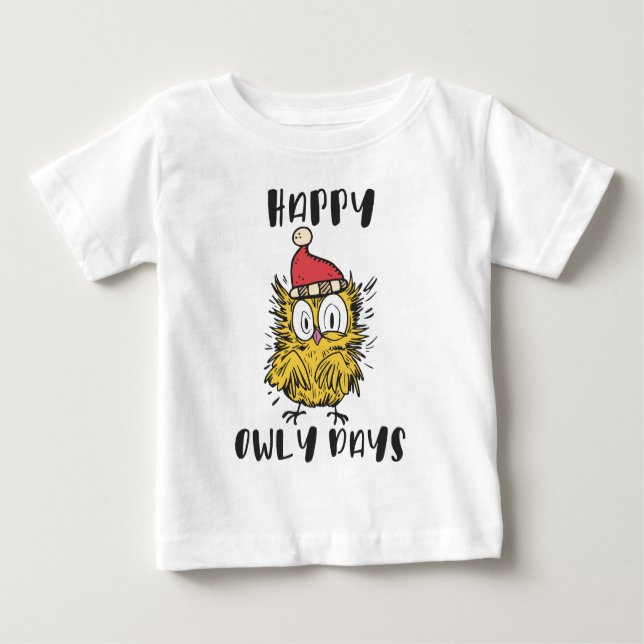 Camiseta De Bebé Feliz Días de Búho Gracioso Santa Owl (Anverso)