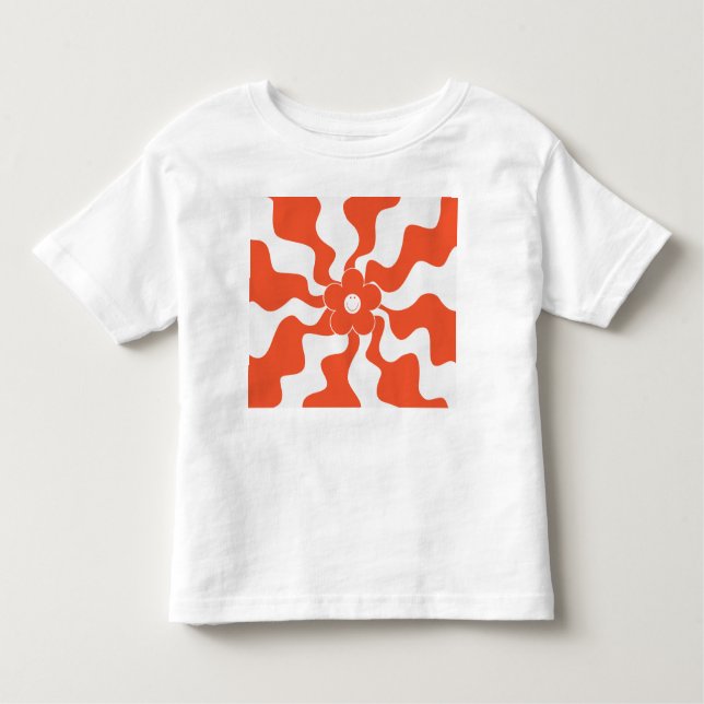 Camiseta De Bebé Feliz diatriba retro en Naranja y blanco (Anverso)