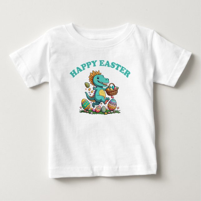 CAMISETA DE BEBÉ FELIZ FÁCIL CON DINOSAUR DE BEBÉ (Anverso)