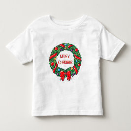 Camiseta De Bebé Feliz Feliz Navidad Whimsical Reef Red Bow Moderno