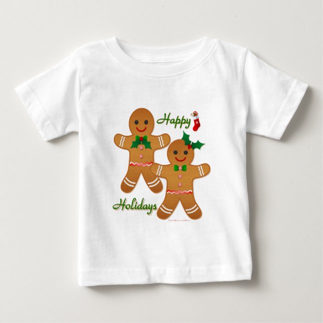 Camiseta De Bebé Feliz feriado Gingerbread Man Boy Chica (Anverso)