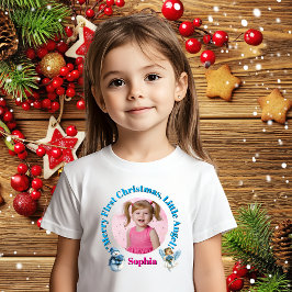Camiseta De Bebé Feliz First Christmas Little Angel Photo Gift