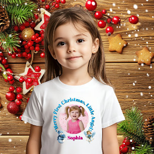 Camiseta De Bebé Feliz First Christmas Little Angel Photo Gift