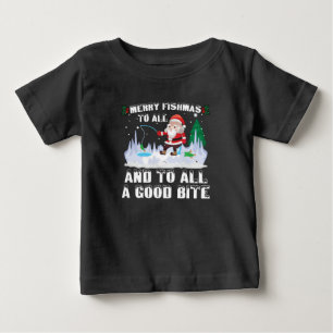 Camiseta De Bebé Feliz Fishmas Divertido Pescador de Peces Navidad