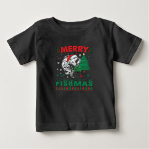 Camiseta De Bebé Feliz Fishmas Pescador Papá Pescador Navidad