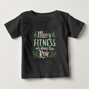 Camiseta De Bebé Feliz Fitness y Feliz Año Nuevo Rear Bodybuilding 