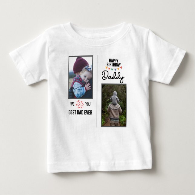 CAMISETA DE BEBÉ FELIZ FOTO DE PERSONALIZADO DE ROPA DE NATALIDAD D (Anverso)
