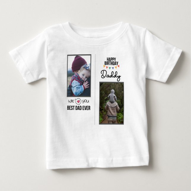 CAMISETA DE BEBÉ FELIZ FOTO DE PERSONALIZADO DE ROPA DE NATALIDAD D (Anverso)