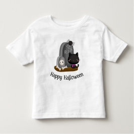 Camiseta De Bebé Feliz Gato Negro de Halloween, Piedras de la Cabez