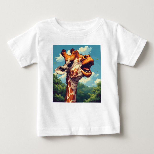 Camiseta De Bebé Feliz Giraffe Pixel Art T-Shirt (Anverso)