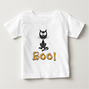 Camiseta De Bebé Feliz Halloween Boo Gato Negro