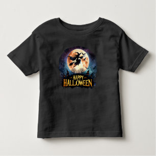 Camiseta De Bebé Feliz Halloween - Bruja en la sala de vuelo