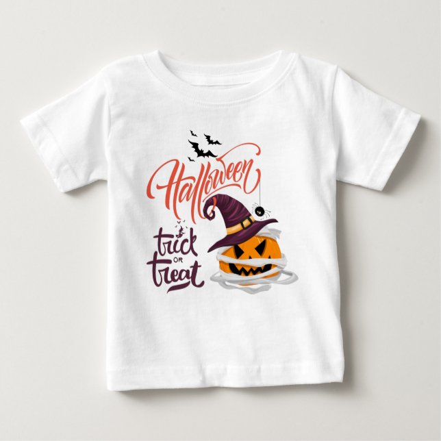 Camiseta De Bebé Feliz Halloween Dulce o Truco Calabaza (Anverso)