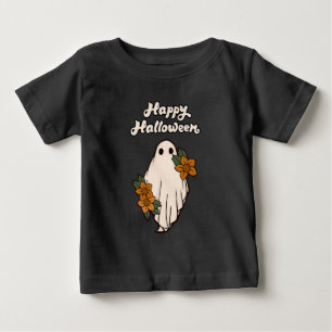 Camiseta De Bebé Feliz Halloween Fantasma Lindo con Flores