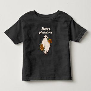 Camiseta De Bebé Feliz Halloween Fantasma Lindo con Flores