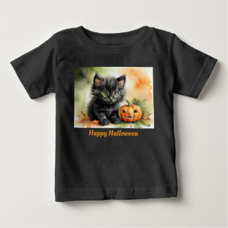 Camiseta De Bebé Feliz Halloween Gatito