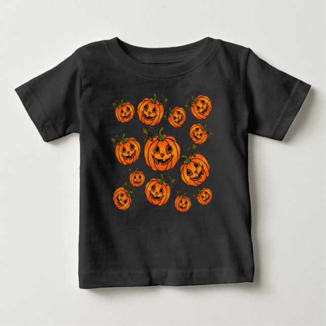 Camiseta De Bebé Feliz Halloween jack-o-lantern, truco para tratar (Anverso)
